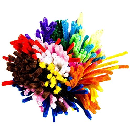 EFACONCEP Pfeifenreiniger 150 Stück Chenilledraht 6 MM * 30 CM Biegeplüsch für Kinder zum Basteln und Dekorieren (150 PCS-15 Farben)