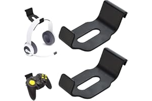 ZACUDA 2 Pack Headphone Stand for PS5/XBOX/XS, Universal Headset and Controller Stand Mount Headphone Hanger Holder that Makes Game Accessories Easy to Store, Storage Bracket, Black