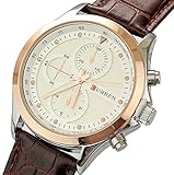 Herrenarmbanduhr Curren Polo braun - Edelstahl mit Lederarmband - Präzessionsuhrwerk