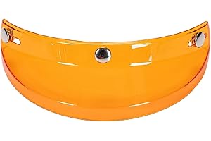 Ronyme Visière de Casque, 3 Boutons-Pression pour Demi-Casques Pièces de Rechange faciles à Installer, Orange Transparent
