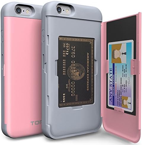 iPhone 6S Plus Case, TORU [iPhone 6S Plus Wallet Case Pink] Protective Slim Fit Dual Layer Hidden Credit Card Holder ID Slot Card Case with Mirror for iPhone 6S Plus / iPhone 6 Plus - Pastel Pink