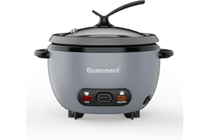 Eamoment ERC-5P07SL 1L | 400W Cuiseurs à riz & insert vapeur Warm & Cook 1-5 personnes marmite à revêtement antiadhésif, cuillère à riz et tasse à mesurer