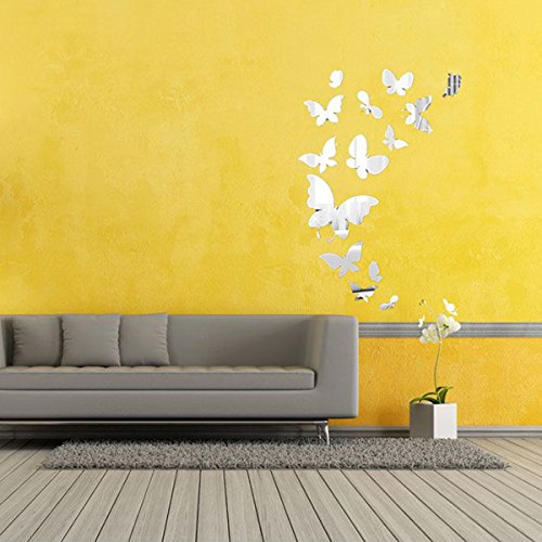 Yongse 14pcs Schmetterlings Spiegel Wand Aufkleber Spiegel Art Abziehbild Innendekoration - 5