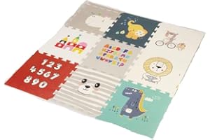 Babify Star Ibaby Alfombra Puzzle para bebés Animals - Espesor 1.5 cm, Antideslizante, Extragrande, Reversible, Impermeable, portátil, de Doble Cara, para niños pequeños y bebés (165x165x1.5cm)