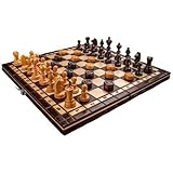 Prime Chess Hand Crafted Cherry Wooden Chess and Draughts Set 35 x 35 Centimeter