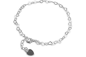 DESIGNER INSPIRATIONS BOUTIQUE Heart Themed Sterling Silver Anklet/Ankle Bracelet/Ankle Chain - 925 Sterling Silver - Adjustable 9" to 10" Inch / 9.5" to 10.5" Inch / 11" to 12" Inch / 9.5" Inch / 9.75" Inch / 10.5" Inch / 11.5" Inch / 12.5" Inch