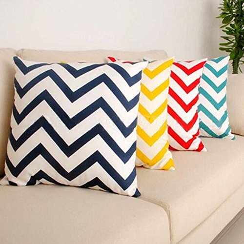 Weich Zickzack Dekokissen Kissenbezug Kissenhülle 45 x 45cm für Dekor Hause Zimmer Sofa Auto (Gelb) - 2
