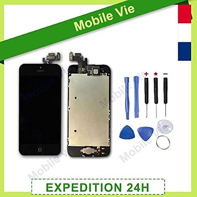 MobileVie Ecran LCD Retina + Vitre Tactile Tout Assemblé Complet sur châssis pour Iphone 5 Noir + OUTILS