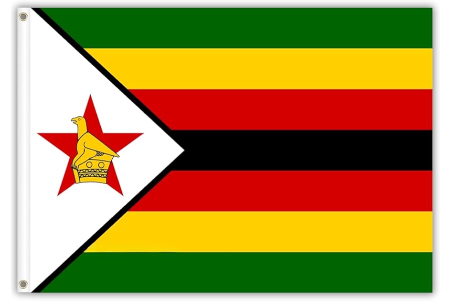 3x5 Foot Zimbabwe Flag Brightly Coloured Zimbabwean Flag Celebration Parade Party Supplies Patio Decoration Holiday Double Suture