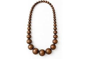 Heritage Hues Chunky Wooden Bead Unisex Necklace 80cm – Statement design - Brown