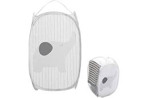 ANCUIOYZ Panier De Rangement Pour Vêtements Sales, Panier à Linge Pliable Pop-Up Panier à Linge En Maille Portable, Peut Être Utilisé Pour Les Vêtements, Les Jouets (Éléphant Gris)