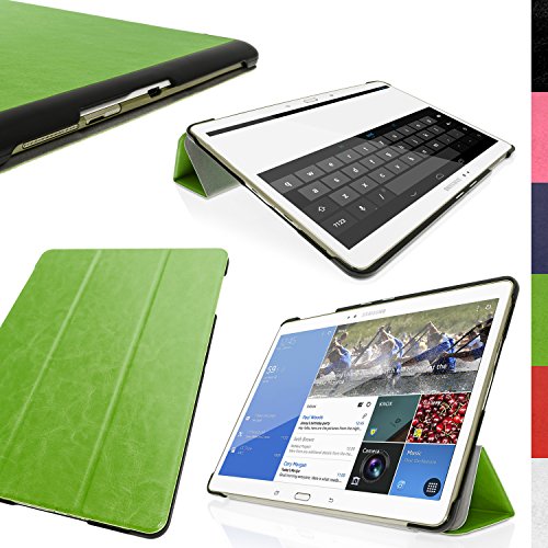 igadgitz Grün PU Ledertasche Hülle Smart Cover für Samsung Galaxy Tab S 10.5" SM-T800 mit Multi-Winkel Betrachtungs + Auto Sleep/Wake + Displayschutzfolie