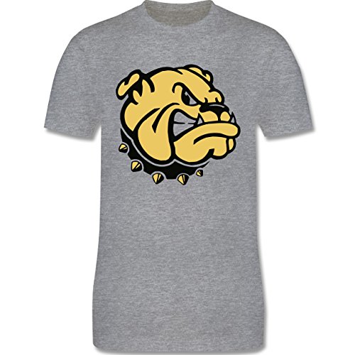 Hunde - Bulldogge - Herren Premium T-Shirt Grau Meliert