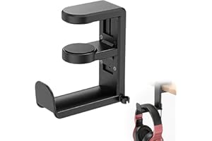 GXGM Supporto Per Cuffie, Porta Cuffie da Scrivania, Gancio Borsa Da Tavolo, Appendi Borsa Da Tavolo, Organizzatore Da Scrivania Per Cuffie Da Gioco, Chiavi, Accessori（Nero）