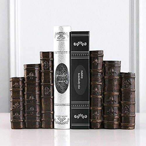 Set of 2 Bookends Resin Retro Book Style Handicrafts, Book Ends for Office or Study Room Home Shelf Decorative
