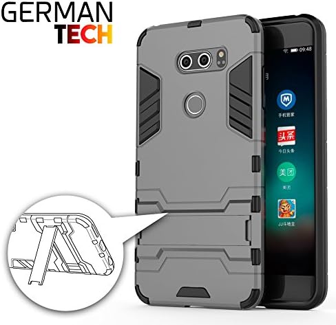 LG V30 Case Cover. Hybrid Cover [Armor Case] German Tech®, Shock-Absorption Bumper and Scratch Resistant with built-in Kickstand. Protective Case Cover - Dark Grey .