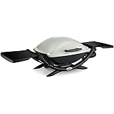 Weber Q2000 Gasgrill, 54 x 39cm Grillfäche, portabler BBQ Grill, 1 Brenner, mit ausklappbaren Seitentischen, 2-geteilter porz