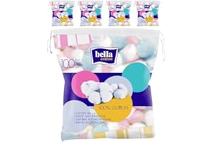 ‎BELLA COTTON Bella Cotton bunte Wattebällchen, 5er Pack (5 x 100 Stück)