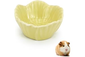 LuckyOpt Small Ceramic Pet Hamster Bowl, Easy to Clean Anti Flipping Hamster Food and Water Bowl Feeding Bowl, Small Animal Bowls for Golden Bears, Rabbits, Hedgehogs, Dutch Pigs, Parrots (Yellow)