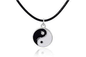 LAFATINA Yin and Yang Pendant Necklaces for Men Women Black White Necklace for Relationship Halloween Graduation