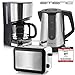Produktbild Emerio Frühstücks-Set Kaffeemaschine Toaster Wasserkocher Edelstahl schwarz
