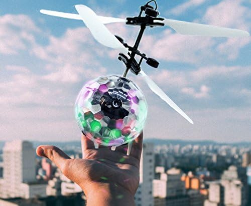 LED Flying Ball by - inDair - Hand Controlled Sensing Flying Toy Crystal Mini Drone for Kids, Children, Teenagers. RC Infrared Induction! Changing Colour Flashing Ball Helicopter