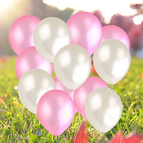 NUOLUX Luftballons, weiße und leicht rosa Luftballons, Luftballons Hochzeit, 50 Stück - 8