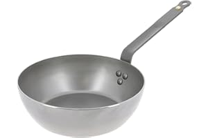 De Buyer - Poêle paysanne en tôle d'acier MINERAL B - 24 cm - Fabriquée en France, Sans PFAS, Anti Adhérence Naturelle, Queue Rivetée et Finition à la Cire d'Abeille, Tous Feux + Flash Four