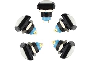 Larcele Wasserdichter Druckknopf Auto Return 1NO Momentan Quadratischer DruckTaster, Befestigungsloch 12 mm,5 Stück ANKG-05(Weiß) MEHRWEG