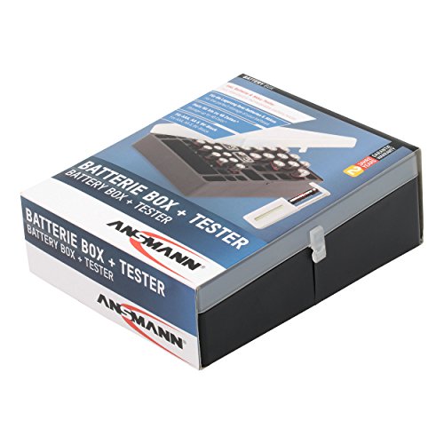 ANSMANN Premium Batteriebox für 48 AA, AAA und 9V Block Akkus und Batterien – Aufbewahrungsbox zum Schutz und Transport + Akkutester - 8