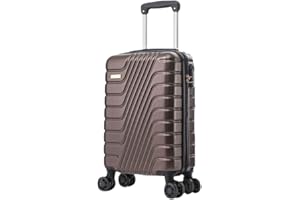 Max Star Maleta de Viaje Cabina MS-5257 XS 53x34x19cm, Resistente, Ligera, Impermeable, 4 Ruedas Dobles Giratorias 360º, Maleta de Mano Rígida, Seguridad Numérica (Café)
