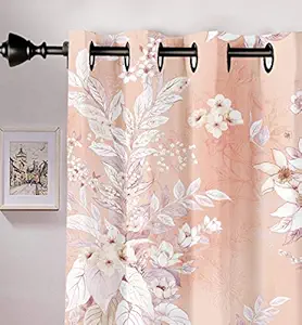 Lush Decor Digital Printed Floral Polyester Curtains for Door 8 feet Set of 2, Light Orange