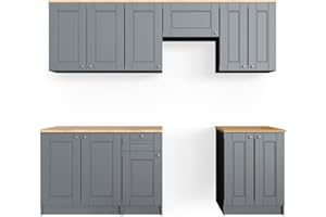 Vicco Mueble de Cocina Bergamo, Gris, 240 cm, ET Goldkraft