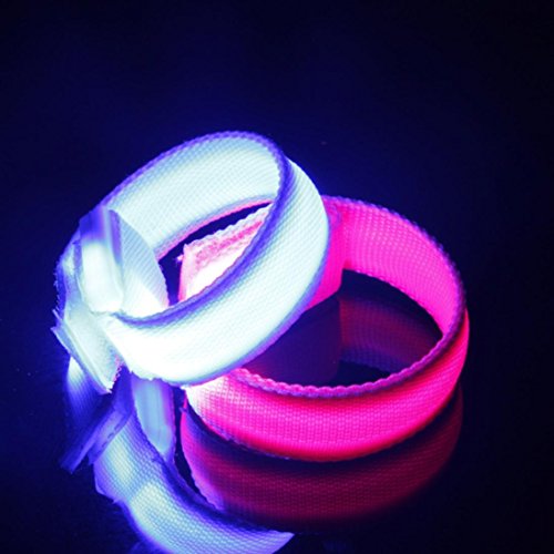 sunnymi Weihnachten Deco Party Night Running LED Armband✔LED Leuchtend Armband Light ✔ Nacht Sicherheit Warnung ✔LED-Taschenlampe (Rosa, 22cm)