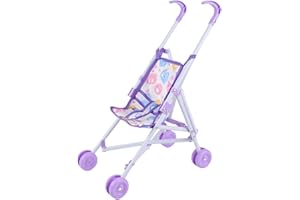 Walopola Single Stroller - Folding Baby Doll Carriage, Role Play Toy, Adjustable Toy Pram for Kids