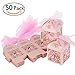 Produktbild ULTNICE 50Pcs Geschenk Kasten Karton Süßigkeit Kasten Gast Kasten für Hochzeits Taufe Geburtstags Party Dekor Rosa