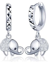 Yumi Lok Plata de ley 925 circonita elefante Pendientes Pendientes de aro pendientes Hipoalergénico Pendientes Earrings joyería Para Mujer Mujeres niña