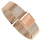 autulet Mesh Bracelets 12mm Uhrenarmband Edelstahlarmband Armband Ersatz Faltschließe für Frauen
