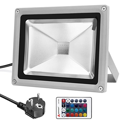 Preisvergleich Produktbild Warmoon 20W RGB Led Flootlight Mit Fernbedienung Farbwechselhafte Strahler IP65 Wasserdicht Flutlicht für Party,Hause,Garten,Landschaft,usw