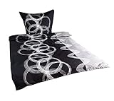 grau schwarze bettwäsche 2 Bettbezug 135x200 cm mit Reißverschluss,2 Kissenbezug 80x80 cm mit Reißverschluss