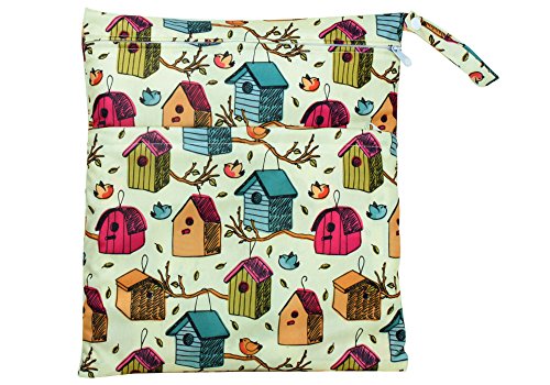 niceEshop(TM) Baby Infant Waterproof Zipper Wet and Dry Diaper Bag for Baby Carriage (Bird's House Print)