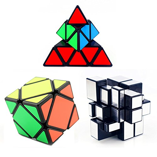 3-packed shengshou 3X3 Pyraminx +silver mirror + Skewb magic cube puzzle set by toys