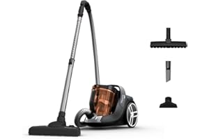 Rowenta Silence Force Cyclonic Aspirateur sans sac, Aspirateur traineau, Performant, Silencieux, Elégant, Capacité 2,5 L, Accessoirisés, Fabriqué en France RO7230EA, Gris/ Orange