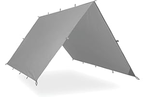 AQUA QUEST AQUAQUEST SAFARI Waterproof Camping Tarp - Lightweight Sun Shade or Rain Fly - Camping Essentials for Hiking, Backpacking & Hammock, 4 x 3 m Stealth Gray