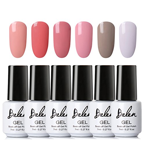 Belen Gel Nail Polish Set Soak Off UV LED Nail Varnish Starter Kit Manicure Nail Lacquer Gel Colors Gift Set 6PCS