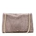 Produktbild Rouven // Liv 3-Fold Volume 30 Bag // Warm Taupe Grau & Gold // Velourleder Wildleder Leder Tasche mit Kettenhenkel Schultertasche // edel modern chic minimalistisch (30x20x10cm)