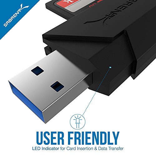 Sabrent Externe Kartenlesegeräte – 2-Schlitz Mikro USB OTG und USB 3.0 Flash-Speicher Kartenleser für Windows, Mac, Linux und allen Android-Systeme (OTG) – unterstützt SD, SDHC, SDXC, MMC / MicroSD, T-Flash [Schwarz] (CR-UMMB) - 5