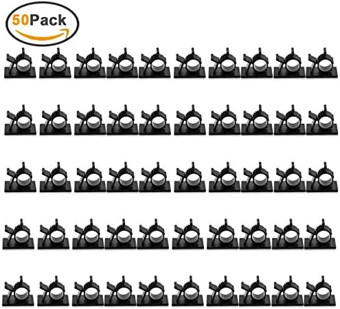 Adhesive Cable Clips - SanGlory 50 PCS Adjustable Plastic Cable Ties Drop Cable Management Cable Holder Wire Clip Cable for Desks Tables Walls Filing Cabinets Furniture