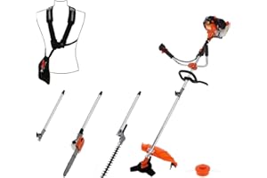 GT Garden Multifonction Thermique 4 en 1 avec Guidon : tronçonneuse - débroussailleuse - Taille-Haies et rallonge
