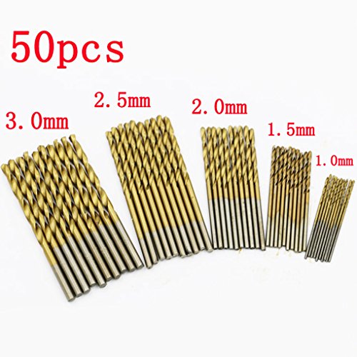 QHGstore 50pcs Bohrer HSS Co Stahl Titan gerader Schaft Twist Handbohrmaschine 1 0 3 0mm